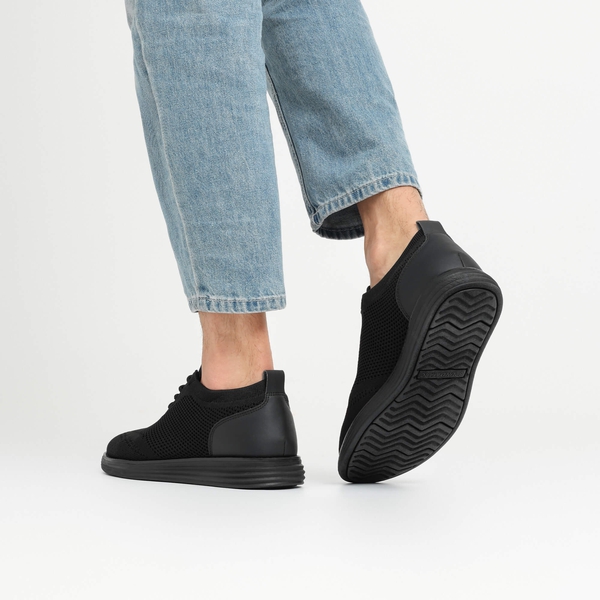 [KnitFlex Breeze+] Men's Breathable Mesh Oxford Sneakers - ALL BLACK - 8